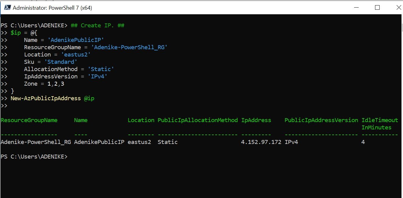 Creating VM with static IP on Azure using PowerShell – TechWithNikki